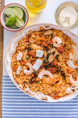 paella and white wine