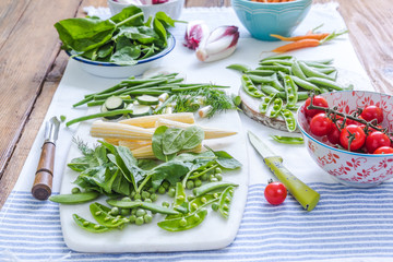 fresh healthy salad preparation