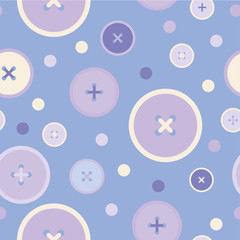 Fototapeta na wymiar Seamless vector decorative background with circles, buttons and polka dots. Print. Cloth design, wallpaper.