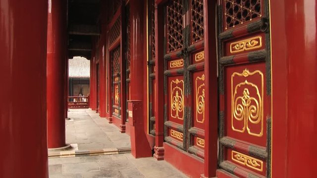 Exterior of the pavilion in the temple of Confucius in Beijing, China.