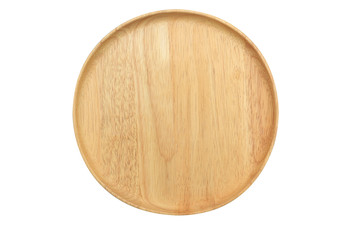 wooden plate isolated on white background