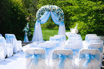 Wedding ceremony outdoors.