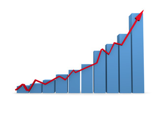 Business graph in blue 3d rendering
