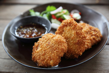 Fried shrimp meat ball thai food