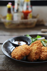 Fried shrimp meat ball thai food