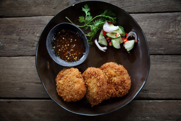 Fried shrimp meat ball thai food