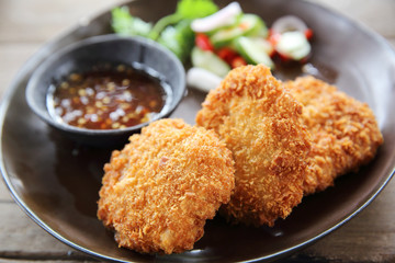Fried shrimp meat ball thai food