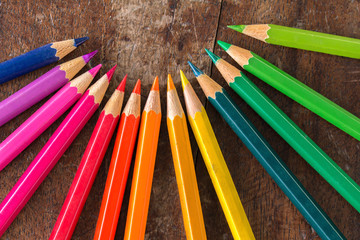 Fototapeta premium close up colorful pencils and concept idea Circle