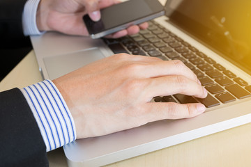 businessman hand on smat phone