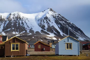 Gordijnen ny alesung op het eiland Spitsbergen nabij de noordpool © franco lucato