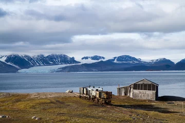 Poster ny alesung in the svalbard island near north pole © franco lucato