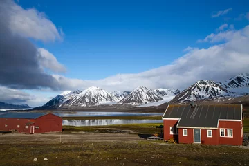 Fotobehang ny alesung op het eiland Spitsbergen nabij de noordpool © franco lucato