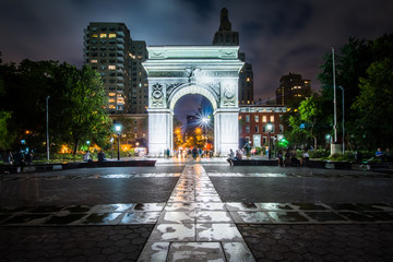 The Washington Arch at night, in Washington Square Park, Greenwi