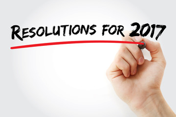 Hand writing Resolution for 2017 with marker, concept background