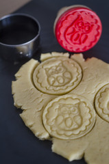 rolled dough with embossed stamp cookies