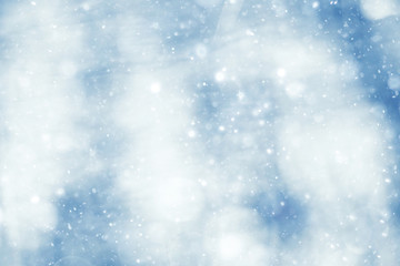 silvery blue highlights snow rain water blurred background