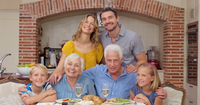 Portrait of multi generation family at lunch