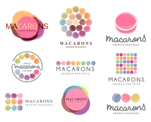 Crédence de cuisine en verre imprimé Macarons Ensemble de macaron de logo vectoriel pour magasin, boutique, magasin