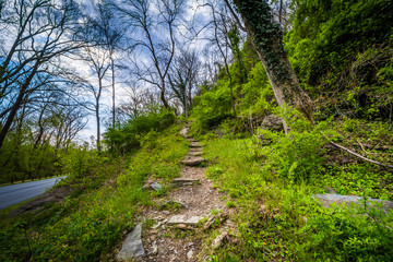 Fototapeta na wymiar Trail ascending a hill, in Harpers Ferry, West Virginia.