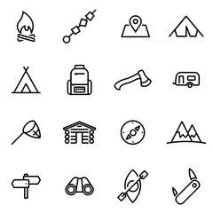 Vector illustration of thin line icons - camping