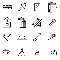 Obraz premium Vector illustration of thin line icons - construction