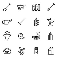 Vector illustration of thin line icons - farming