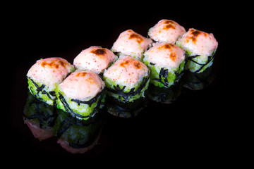 Japanese rolls with caviar