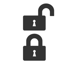 Lock icon isolated on a white background. Opened and closed locks.