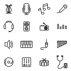 Vector illustration of thin line icons - music