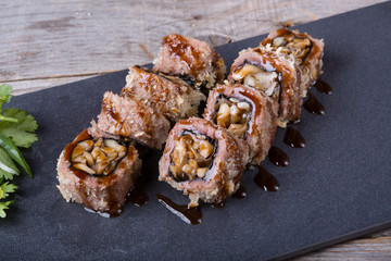 Japanese mushrooms rolls