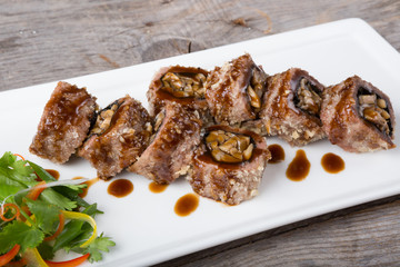 Japanese mushrooms rolls