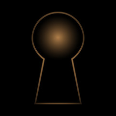 Gold door lock isolated on a black background
