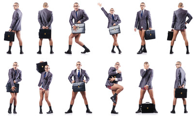 Fototapeta premium Composite photo of naked businessman on white