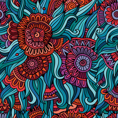Vector seamless abstract flowers pattern