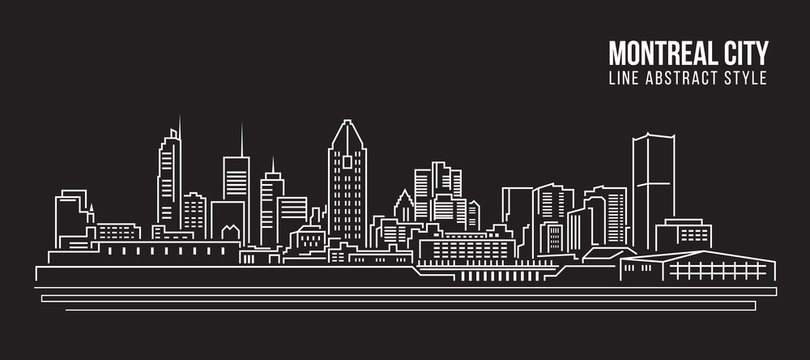 Cityscape Building Line art Vector Illustration design - Montreal city