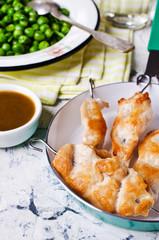 Grilled chicken on skewers