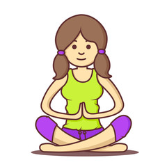 Vector cartoon beautiful woman exercising yoga poses.Health girl relax in fitness poses.