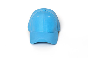 Light blue adult golf or baseball cap on white background