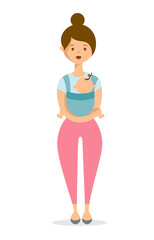 Mom holds the baby in her arms