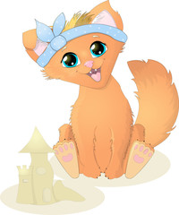 Little kitty Fitty on the beach