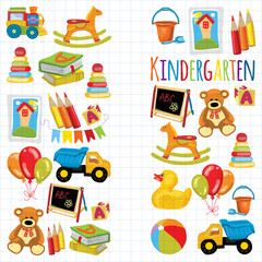 Kindergarten Play and study Vector images