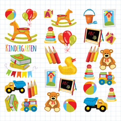 Kindergarten Play and study Vector images