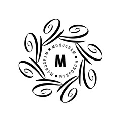 monogram vector in frame