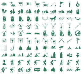 Fototapeta na wymiar Set of camping equipment icons. Vector illustration