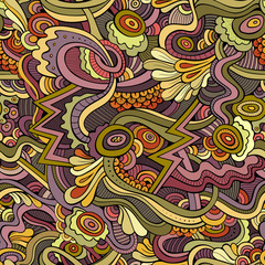 Abstract vector decorative ethnic hand drawn seamless pattern