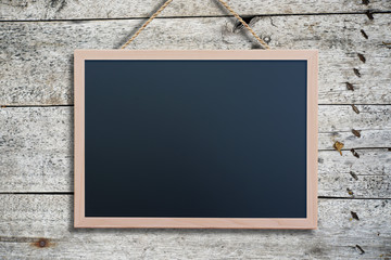 Grunge vintage wood wall with blackboard