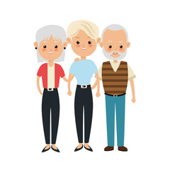 Fototapeta premium Family cartoon concept represented by grandparents with daughter icon. Isolated and Colorfull illustration.