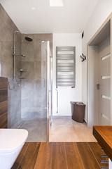 Stylish bathroom and modern shower