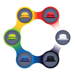 Vector Illustration of Six Colors Hats, A Modern System of Thinking for Business
