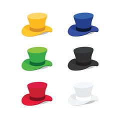 Vector Illustration of Six Colors Top Hat, Flat Style
